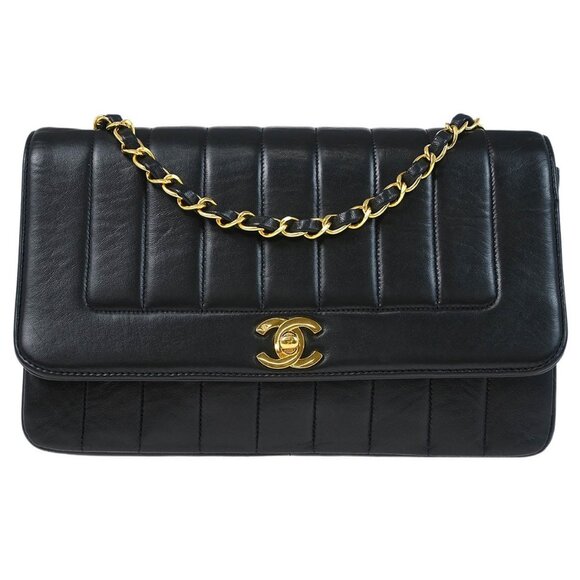 Chanel Black Lambskin Mademoiselle Straight Flap Shoulder Bag 185732 - Picture 1 of 9